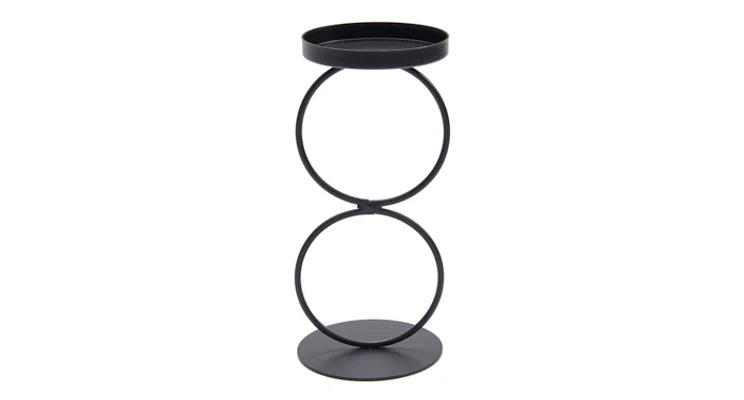 Metalen kandelaar dubbelring - zwart