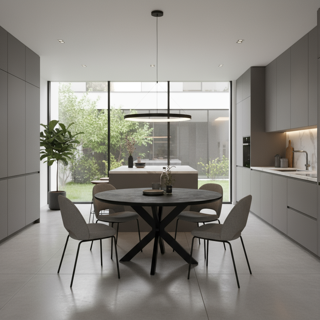 Eettafel Rond verjongt zwart