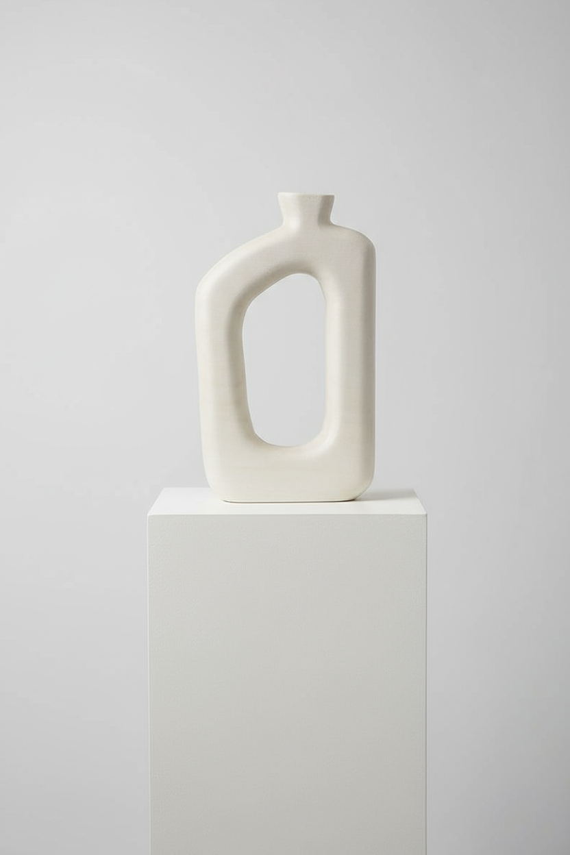 Houten donut vaas recht