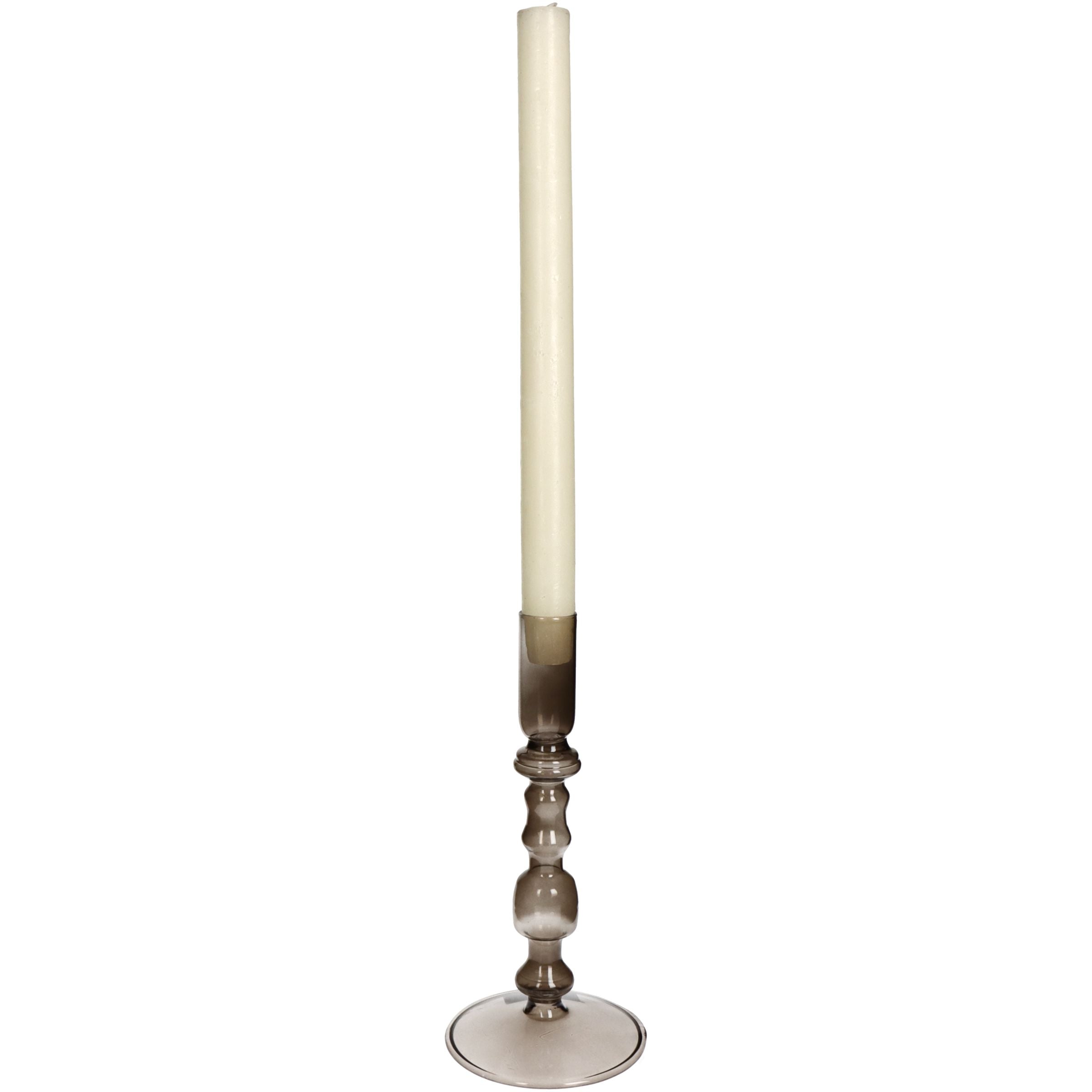 Kandelaar glas Taupe