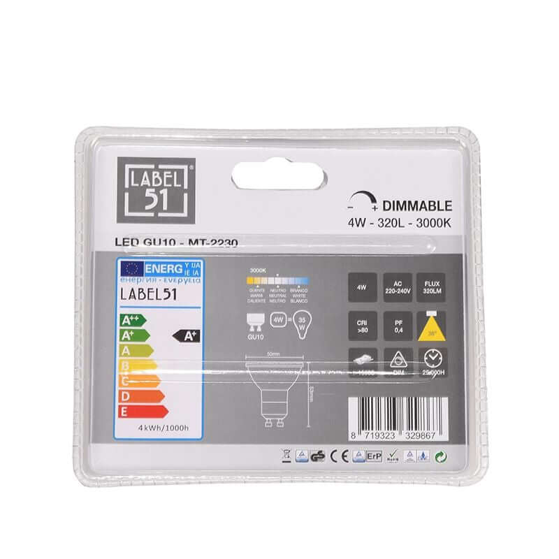 GU10 3 Stuks 5x5x5,3 cm | Dimbaar