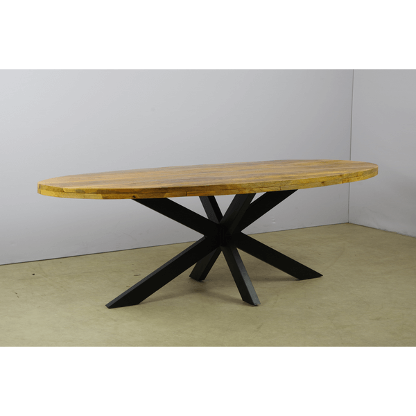 Mangohouten Eettafel Gerrit ovaal - 6 cm dik blad