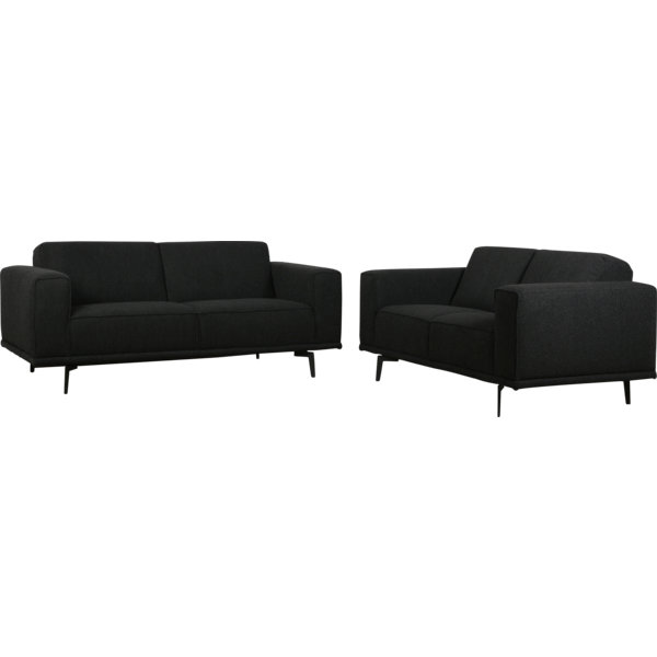 Larz 2,5-zits en 2-zits bankenset in zwart met moderne pootjes, perfect voor comfortabel interieur.